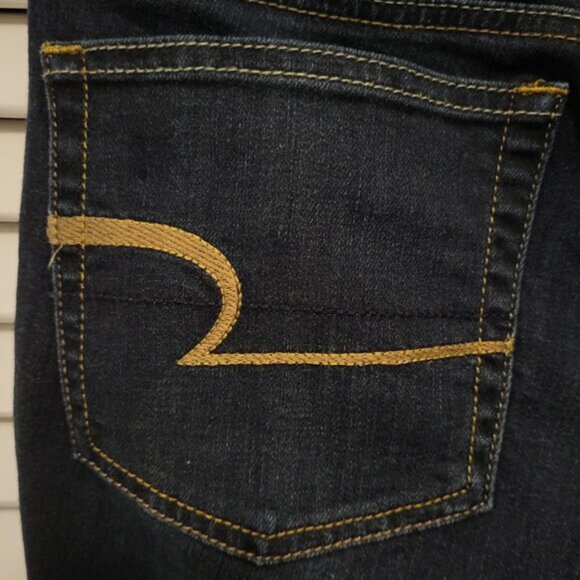 American Eagle Women's Slim Boot  Cut Jeans 14 Short Petite Dark Wash Denim - Picture 7 of 7